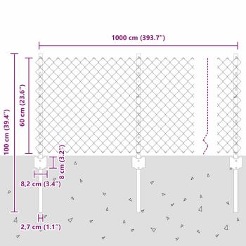 Kettenlink Zaun mit 10 U-Pfählen Grün 0.6x10 m Stahl