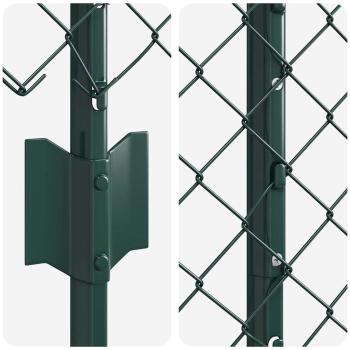 Stabzaun mit 10 U-Posts Grün 1,4x10 m Stahl