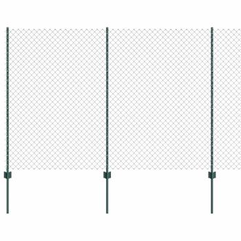 Kettenzaun mit 10 U-Stützen Grün 1,6x10 m Stahl