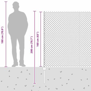 Kettenzaun mit 10 U-Stützen Grün 1,6x10 m Stahl