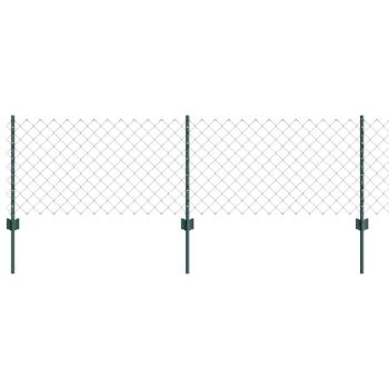 Kettenzaun mit 10 U-Pfosten Grün 0,6 x 10 m Stahl