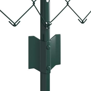 Kettenzaun mit 10 U-Pfosten Grün 0,6 x 10 m Stahl