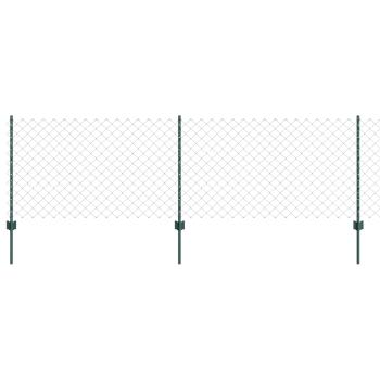 Kettenzaun mit 10 U-Posts Grün 0.8x10 m Stahl