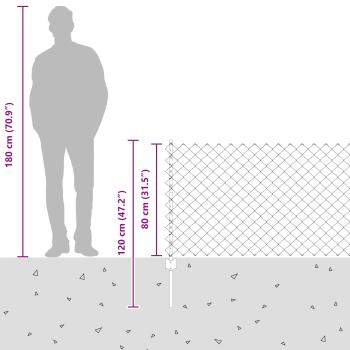 Kettenzaun mit 10 U-Posts Grün 0.8x10 m Stahl