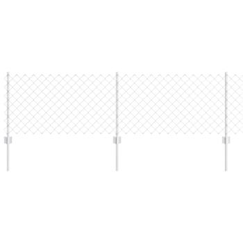 Kettengliedzaun mit 10 U-Stahlpfosten Silberschwarz 0.6x10 m