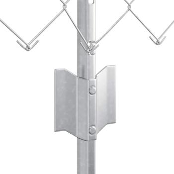 Kettengliedzaun mit 10 U-Stahlpfosten Silberschwarz 0.6x10 m