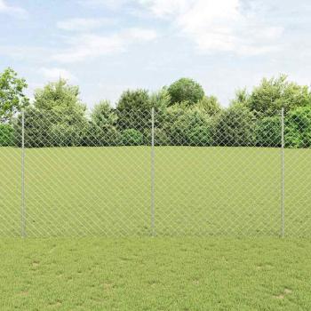 ARDEBO.de - Kettengliedzaun mit 20 U-Posts Silber 1,5x10 m Stahl