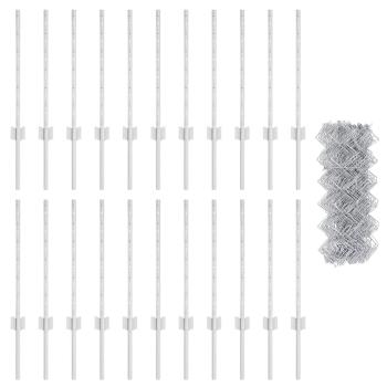 Kettengliedzaun mit 2 U-Posten Silber 0,6 x 25 m Stahl