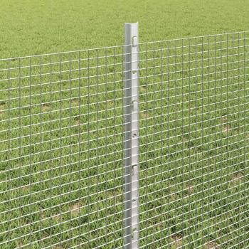 verzinkter Drahtzaun mit 5 U-Pfählen Silber 0,6x10 m Stahl