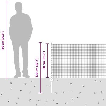 Geschweißter Drahtzaun mit 5 U-Pfosten Silber 0.8x10 m Stahl