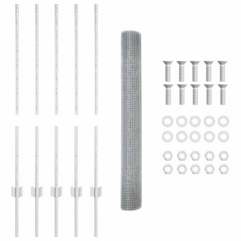 Hühnerdrahtzaun-Set 2 Rollen Verzinkter Stahl 10 x 1 m Langlebig