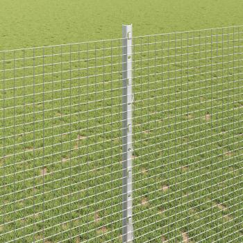 Geschweißter Drahtzaun mit 10 U-Posts Silber 1,4x10 m Stahl