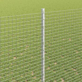Geschweißter Drahtzaun mit 10 U-Pfosten Silber 1,4x10 m Stahl
