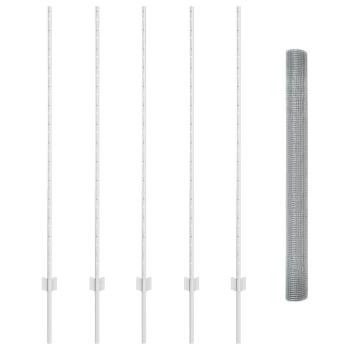 Geschweißter Drahtzaun mit 10 U-Posten Silber 1.4x10 m Stahl