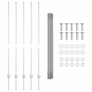 Geschweißter Drahtzaun mit 10 U-Posten Silber 1.4x10 m Stahl