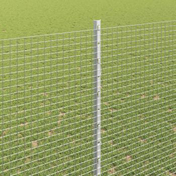 verzinkter Drahtzaun mit 10 U-Posten Silber 1.5x10 m Stahl