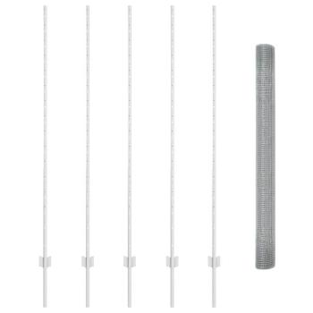 Schweißdrahtzaun mit 10 U-Pfosten Silber 1,6 x 10 m Stahl