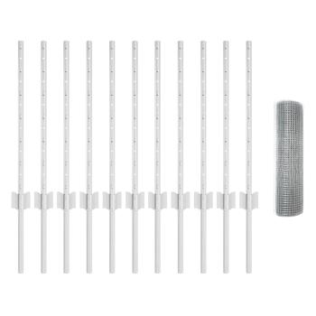 Schweißdrahtzaun mit 11 U-Pfosten Silber 0.6x25 m Stahl