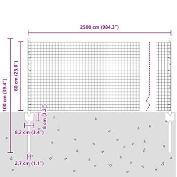 Schweißdrahtzaun mit 10 U-Pfosten Silber 0.6x25 m Stahl