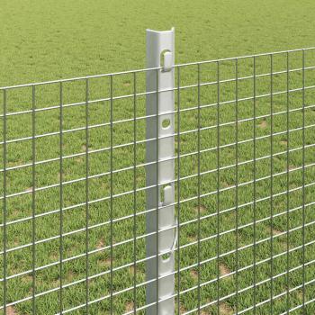 Geschweißter Drahtzaun mit 22 U Pfosten Silber 1.2x25 m Stahl