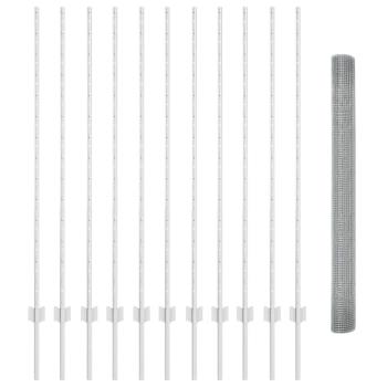 Geschweißter Drahtzaun mit 22 U-Pfosten Silber 1,4x25 m Stahl