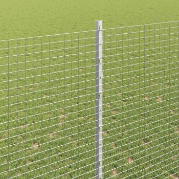 Schweißdrahtzaun mit 22 U-Pfosten Silber 1,5x25 m Stahl