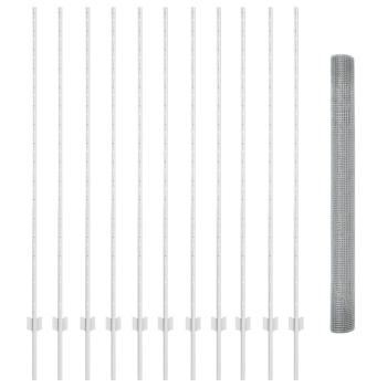Schweißdrahtzaun mit 22 U-Pfosten Silber 1,5x25 m Stahl