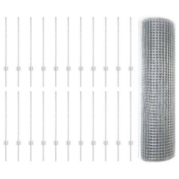 Schweißdrahtzaun mit 22 U-Pfosten Silber 0.8x50 m Stahl