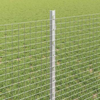 Geschweißter Drahtzaun mit 22 U-Posts Silber 0.8x50 m Stahl