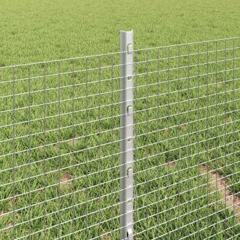 Schweißzaun mit 44 U-Pfosten Silber 0.4x100 m Stahl