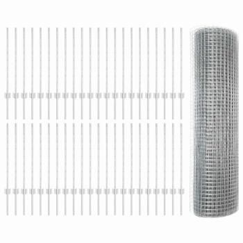 Geschweißter Drahtzaun mit 44 U-Posten Silber 0,8x100 m Stahl