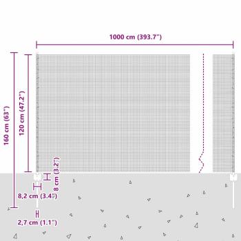 Geschweißter Drahtzaun mit 10 U-Pfosten Grau 1,2 x 10 m Stahl