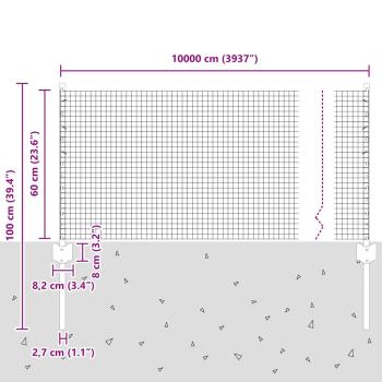 Schweißdrahtzaun mit 44 U-Pfosten Grau 0.6x100 m Stahl