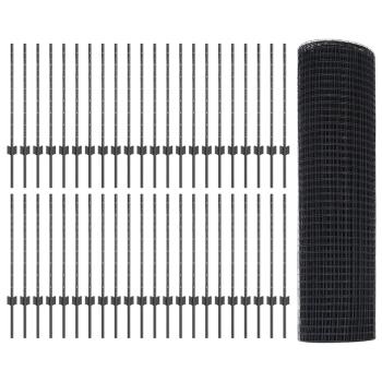 verzinkter Drahtzaun mit 44 U-Pfosten Grau 0.8x100 m Stahl