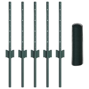 Sechseckiges Gartenzaun-Set Set von 2 Grün