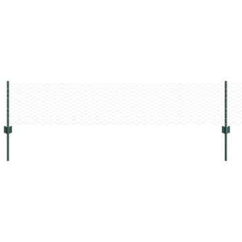 Zaunpfosten 5 Stk U-Kanal Grün 40 cm Stahl, Sechseckzaun Grün 0,4x10 m Stahl