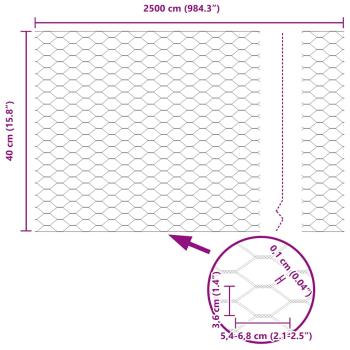 Zaunpfosten 11 Stück U-Profil Grün 40 cm Stahl, Sechseckzaun Grün 0.4x25 m Stahl