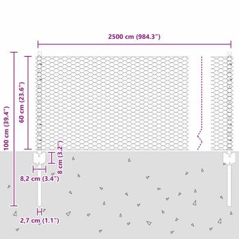 Zaunpfosten 11 Stück U-Kanal grün 60 cm Stahl, Sechseckzaun grün 0,6x25 m Stahl