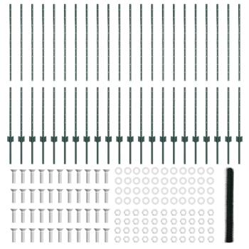 Zaunpfosten 11 Stück U-Profil Grün 140 cm Stahl, Sechseckzaun Grün 1,4x50 m Stahl