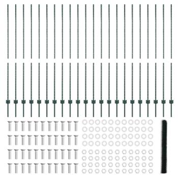 Zaunpfosten 11 Stück U-Channel Grün 160 cm Stahl, Sechseckzaun Grün 1.6x50 m Stahl