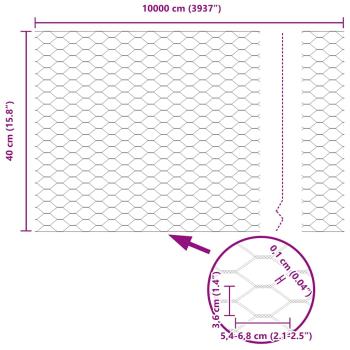 Zaunpfosten 11 Stück U-Profil Grün 40 cm Stahl, Sechseckzaun Grün 0,4x100 m Stahl