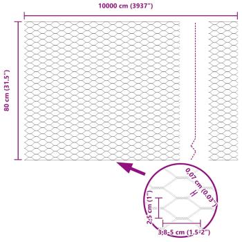 Zaunpfosten 11 Stück U-Kanal Grün 80 cm Stahl, Sechseckzaun Grün 0,8x100 m Stahl