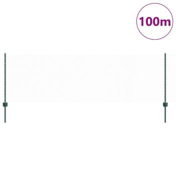Zaunpfosten 11 Stück U-Kanal Grün 80 cm Stahl, Sechseckzaun Grün 0,8x100 m Stahl