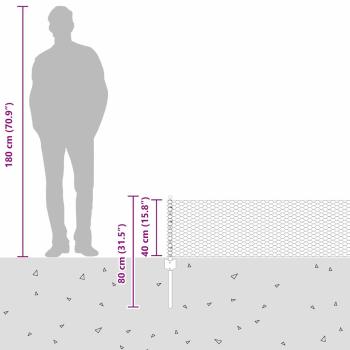 Zaunpfosten 11 Stück U-Kanal Grau 40 cm Stahl, Sechseckzaun Grau 0.4x25 m Stahl