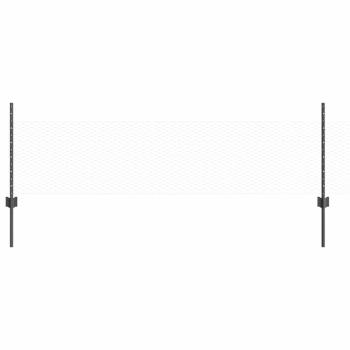 Zaunpfosten 11 Stück U-Kanal Grau 60 cm Stahl, Sechskantzaun Grau 0,5x50 m Stahl