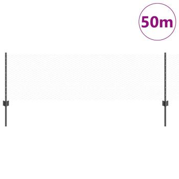 Zaunpfosten 11 Stück U-Profil Grau 60 cm Stahl, Sechseckzaun Grau 0,6x50 m Stahl