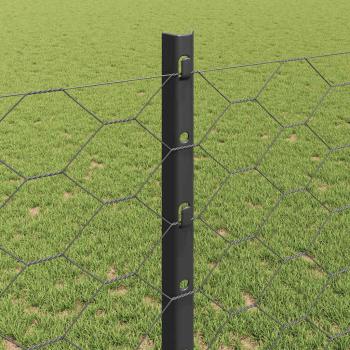 Zaunpfosten 22 Stück U-Kanal Grau 120 cm Stahl, Sechseckzaun Grau 1,2x100 m Stahl