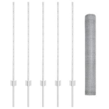 Zaunpfosten 10 Stück U-Kanal 100 cm Verzinkter Stahl, Sechseckzaun 1x10 m Verzinkter Stahl