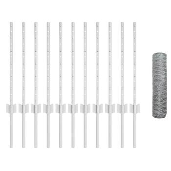 Sechsecken Zaun mit 11 U Pfosten Silber 0,5x25 m Stahl