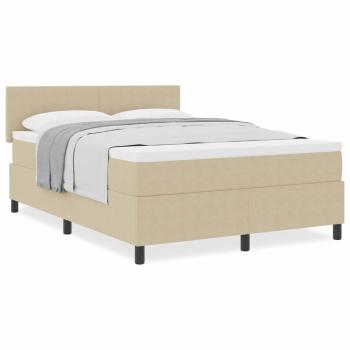 Boxspringbett mit Matratze in Hellgrün Grau 140x200 cm aus Cord-Stoff